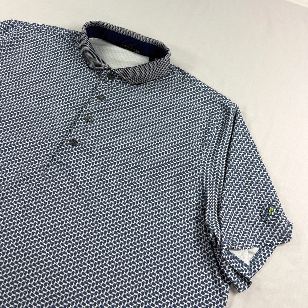 Greyson Polo Shirt Mens 2XL Blue Landmand Golf Stretch AOP Performance Wicking